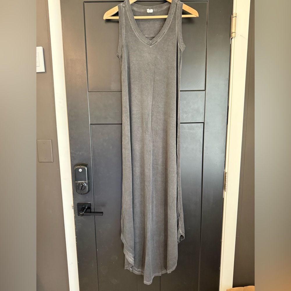 Charcoal Gray Sleeveless Tshirt Maxi Dress